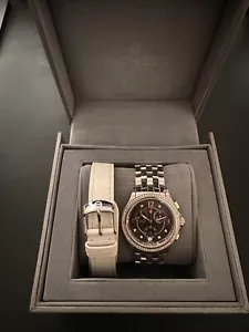 NEW Michele Belmore Chronograph Diamond Silver & Black Watch MW29B01A1993 NWT - Picture 1 of 1