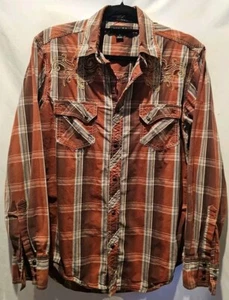 Camicia western Ely Cattleman 1878 Pearl Snap L/S rossa a quadri uomo taglia media - Foto 1 di 5
