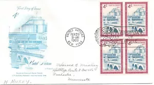 February 29 1960 USPS FDC 4 Cent Palais De Chaillot Paris UN Stamp Block of 4 - Picture 1 of 1
