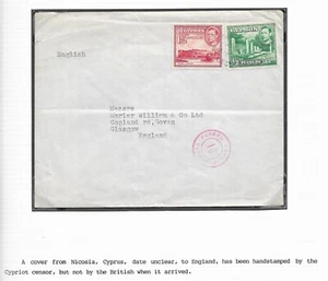 Chipre 1940 cubierta censurada a Glasgow - Imagen 1 de 4