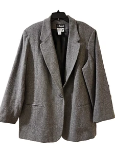 Sag Harbor women Vintage 70% Wool Blazer Jacket size 24W Gray One Button Closure - Picture 1 of 5