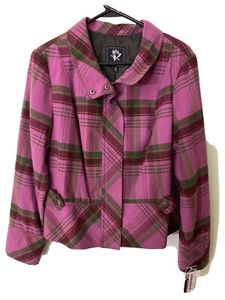 Abbie Mags Purple/Black Plaid Jacket Sz 12 New with Tags - Picture 1 of 6