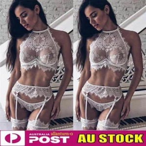 Thongs Erotic Bra Underwear Set Sexy Lingerie Sleepwear Sexy Lace Babydoll - Picture 1 of 15