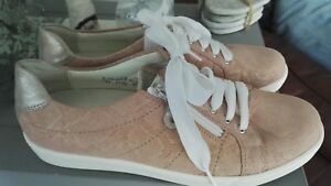 Vitaform Leather Lace Up Trainer with Zip Detail, Rose Mix, Size 6