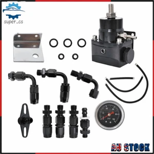 Adjustable Fuel Pressure Regulator Oil Gauge 100PSI AN6 Fitting Universal Black - Picture 1 of 11