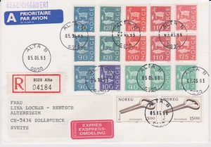 SUPERBE LETTRE RECOMMANDEE EXPRES NORVEGE 1993 ALTA PR ZOLLBRUECK CH - Picture 1 of 2