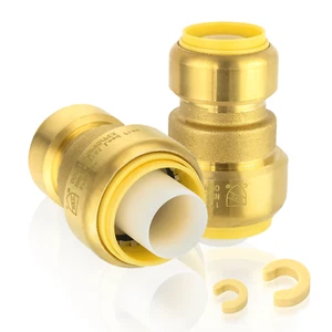 EFIELD (2 to100 Pack) 1"×3/4" Push Fit Reducing Coupling Brass Fitting Lead Free - Picture 1 of 6
