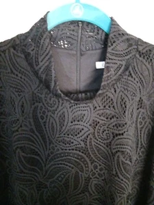 CHICO’S Women's Size 4 XXL Black Lace Mock Neck Elbow Sleeve Lined Top NWT - Picture 1 of 7