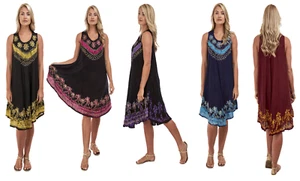 Damen Sommer Stickerei lose Passform ärmelloses Oberteil Krawatte gefärbt Umstandskleid - Bild 1 von 8