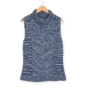 SPORTSCRAFT Size M Blue & White Knitted Vest Fold Over Neck - Picture 1 of 7