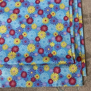 Moda Fabrics Cosmic Cats Floral Blue Cotton Flower Power Quilting 70s Starburst - Picture 1 of 10