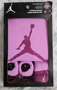 Nike Baby Girls 0/6M 3 Piece Set Purple Long Sleeve Bodysuit Hat & Booties - Picture 1 of 3
