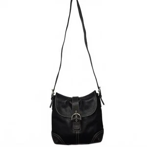 Danier Handtasche schwarz Pebbled Leder Umhängetasche Klapptasche - Bild 1 von 8