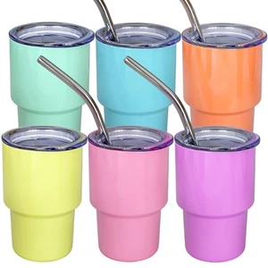 3oz Mini Tumbler Shot Glass with Straw and Lid, 6 Pack Stainless Steel Sublim... - Picture 1 of 8
