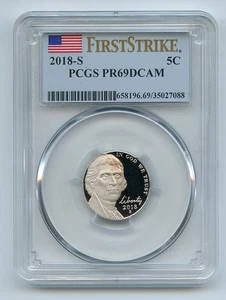 2018 S 5C Jefferson Nickel PCGS PR69DCAM First Strike - Picture 1 of 1