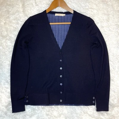 Tory Burch Sweater Womens Merino Wool Silk Cardigan Preppy Classic - Image 1 of 4