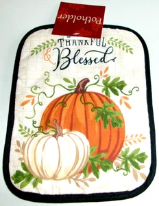 HERBST Topflappen ~ DANKBAR GESEGNET ~ 7" x 9" ~ 100% Baumwolle - Bild 1 von 1