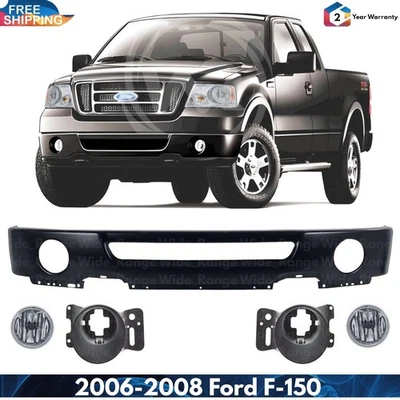 Front Bumper Paintable & Fog Light Assembly Kit For 2006-2008 Ford F-150 Foto 1 de 4