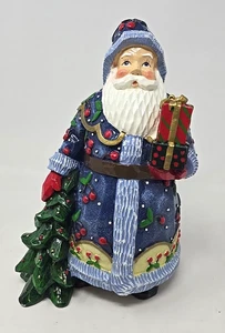 Blue Coat Santa Father Christmas Glazed Resin Figure 10" - Picture 1 of 11
