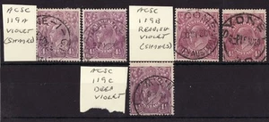AUSTRALIA 1926 KGV 4½d Violet examples of shades SM wmk perf 14. (5). - Picture 1 of 1