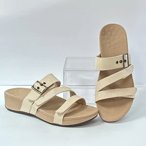 Sandalias de cuña Vionic Rio para mujer 11 crema cómodas hebilla zapatos ortopédicos sin cordones - Imagen 1 de 12