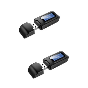 2 Pcs Audio Adapter LCD Screen Wireless Receiver Transmitter - Zdjęcie 1 z 12