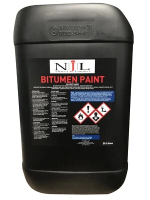 Bitumen Paint Concrete Steel Iron Waterproof Coating Black 25L Njl Direct - Image 1 of 4