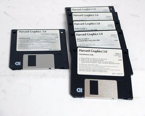 Harvard Graphics 3.0 for DOS 6x 3.5" Floppy Disks Used - Picture 1 of 1