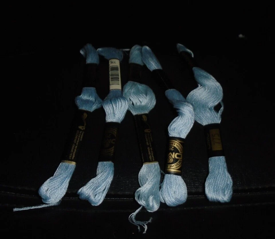 LOT OF 5 SKEINS OF NOS DMC COTTON EMBROIDERY FLOSS #775 BABY BLUE 6 STRAND - Image 1 of 1