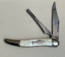 IMPERIAL, PROV. USA. Fish Knife. c.1950's. Im. Pearl "cracked-Ice" Handles. Mint