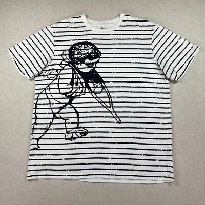 PRPS T-Shirt Mens Size XL Black/Off White 100% Cotton Short Sleeve Stripe Grunge - Image 1 of 4