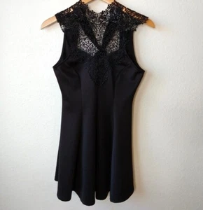 Charlotte Russe Womens Dress Size S Black Lace Sleeveless Cutout Back Tie Neck - Picture 1 of 8