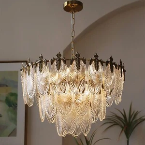 Antique Chandelier 3-Layer Crystal Glass Chandeliers 9-Lights Round Pendant L... - Picture 1 of 8