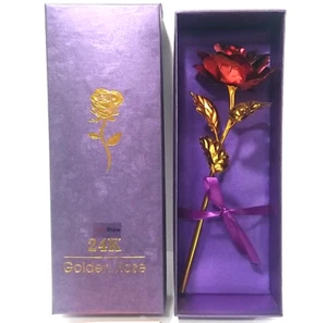 Unitestone 24k Gold Rose Individually Unique Handcrafted 24 Karat Romance Gift - Picture 1 of 13