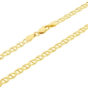 14K Yellow Gold Solid Mens 3mm Mariner Anchor LInk Chain Pendant Necklace 24" - Picture 1 of 6