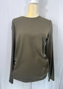 Camiseta Top Jersey Lord & Taylor Manga Larga Elastizada Calce Ajustado Grande Verde Oliva - Imagen 1 de 10
