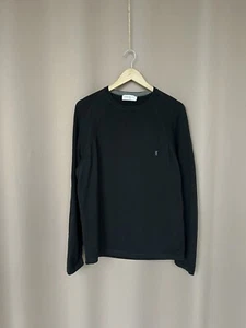 Yves Saint Laurent Tight Knit Pullover Mens Size L YSL Black Cotton Sweater - Picture 1 of 13
