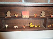 Miniature Animal Farm Group, wood carved animals and house and trees