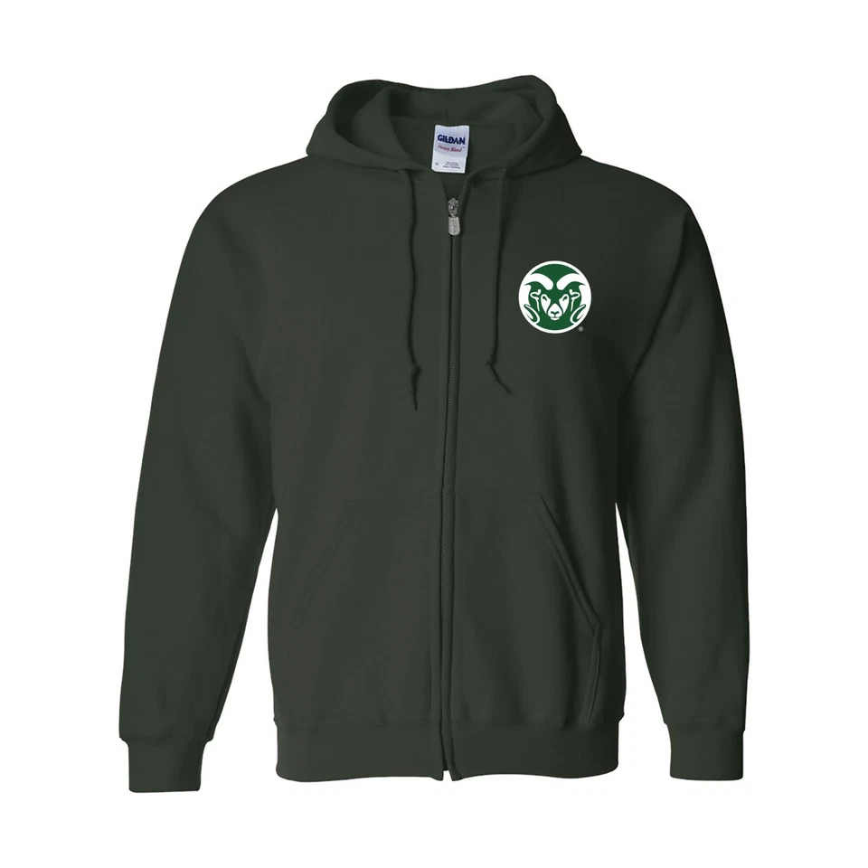 Sudadera Colorado State Rams Logo Primario Pecho Izquierdo Cremallera Completa - Bosque Foto 1 de 4