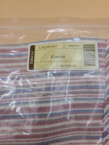 Longaberger #20185130 Market Stripe Liner For Corner Basket, New Cover