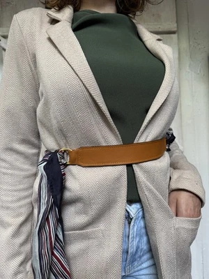 Cinturón Bufanda Horse Bit en Cuero Negro Tostado con Herrajes Dorados NUEVO Foto 1 de 4