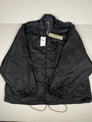 Essentials Fear Of God Men M Jet Black Over Size Bomber Jacket Snap Spell Out  - Image 1 of 4