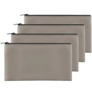4Pack Money Bag 11 X 6, Safe Durable Waterproof PU Leather Bank Pouch With Zi... - Picture 1 of 7