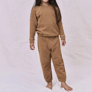 NWT $75 The GREAT Little Stadium Cotton Sweatpants Brown Unisex Kids 6 Years - Picture 1 of 6