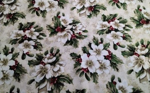 Vintage "Tis the Season" Blumen & rote Beeren Baumwollstoff von JoAnns.   (82) - Bild 1 von 6