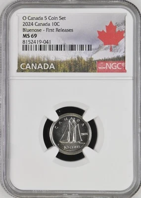 TOP POP 2024 Canada 10c Bluenose Uncirculated Set Issue NGC MS69 - Image 1 of 4