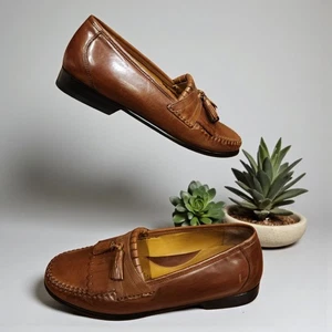 J Murphy Tassel Loafers Men's Walnut Brown Leather Johnston & Murphy Sz 8M - Picture 1 of 9