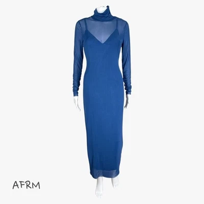 AFRM Women's Sheer Bodycon Mesh Long Sleeve Turtleneck Dress w/ Lining Sz M Glam - Image 1 of 4
