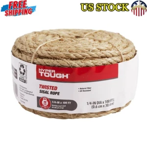 Natural Sisal Twisted Rope 1/4inch x 100ft UV Resistant Biodegradable Durable US - Picture 1 of 8