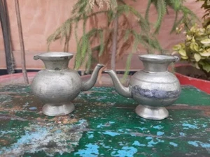 Vintage Brass Pair Of Religious God Idol Worship Holy Water Sprinkle Water Pot - Picture 1 of 7
